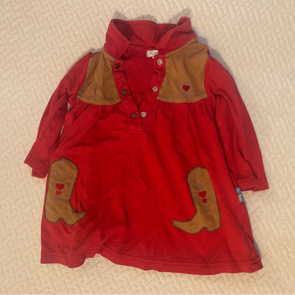 Red and Brown Kids Casual Dress